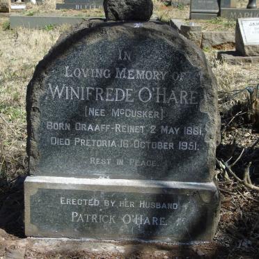 O’HARE Winifrede nee McCUSKER 1881-1951