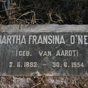 O'NEILL Martha Fransina nee VAN AARDT 1892-1954 