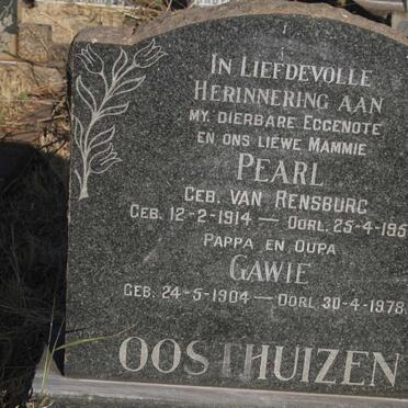 OOSTHUIZEN Gawie 1904-1978 & Pearl VAN RENSBURG 1914-1955