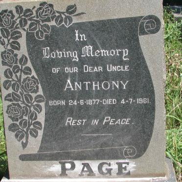 PAGE Anthony 1877-1961