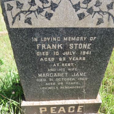 PEACE Frank Stone -1941 &amp; Margaret Jane -1968