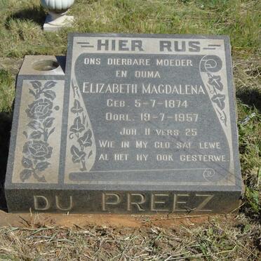 PREEZ Elizabeth Magdalena, du 1874-1957