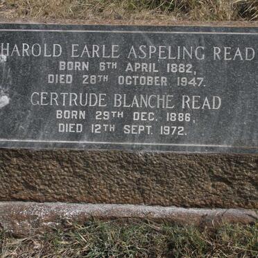 READ Harold Earle Aspeling 1882-1947 &amp; Gertrude Blanche 1886-1972