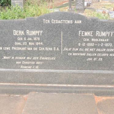 RUMPFF Derk 1878-1944 &amp; Femke MOOLENAAR 1882-1973