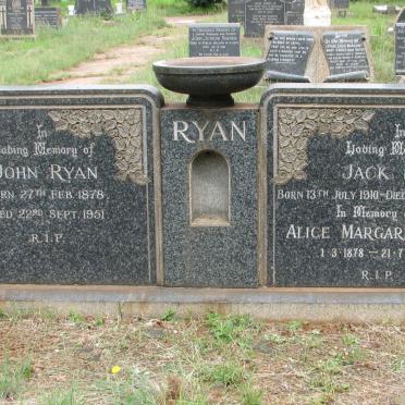 RYAN John 1878-1951 &amp; Alice 1878-1965 :: RYAN Jack 1910-1963