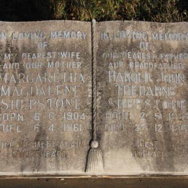 SHEPSTONE Harold John Treharne 1899-1969 &amp; Margaretha Magdelene 1904-1961