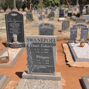 SWANEPOEL Daniel Frederick 1920-1984 &amp; Philippina 1928-2011