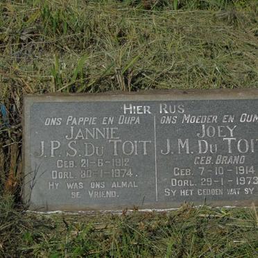 TOIT J.P.S., du 1912-1974 & J.M. BRAND 1914-1973