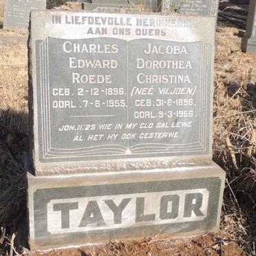 TAYLOR Charles Edward Roede 1896-1955 & Jacoba Dorothea Christina VILJOEN 1896-1956