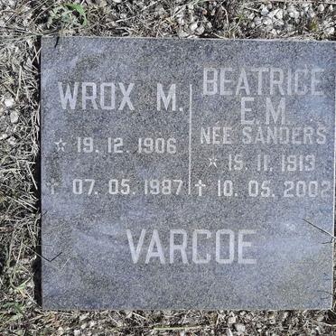 VARCOE Wrox M. 1906-1987 &amp; Beatrice E.M. SANDERS 1913-2002