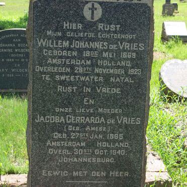 VRIES Willem Johannes, de 1869-1923 &amp; Jacoba Gerrarda AMESZ 1865-1940