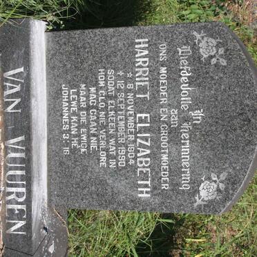 VUUREN Harriet Elizabeth, van 1904-1990