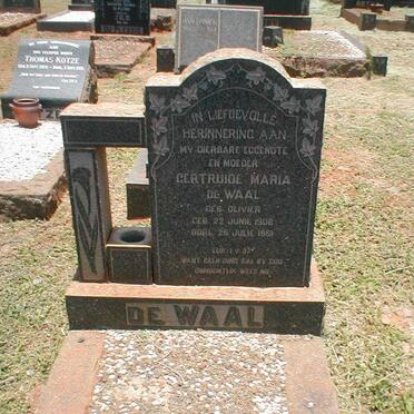 WAAL Gertruide Maria, de geb. OLIVIER 1908-1951