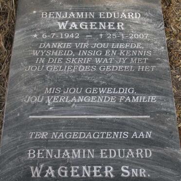 WAGENER Benjamin Eduard 1942-2007 :: WAGENER Benjamin Eduard 1908-1955
