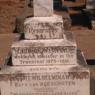 WEAVIND George 1873-1916 &amp; Jeannette Wilhelmina van BOESCHOTON