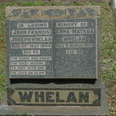 WHELAN John Francis Joseph -1944 & Emma Matilda -1959