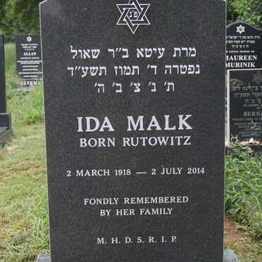 MALK Ida nee RUTOWITZ 1918-2014