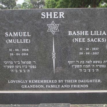 SHER Samuel 1928-2014 & Bashe Lilian SACKS 1937-2017