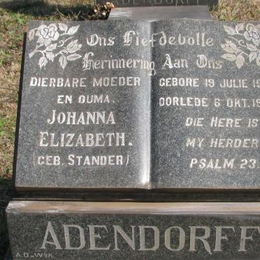 ADENDORFF Johanna Elizabeth nee STANDER 1904-1965
