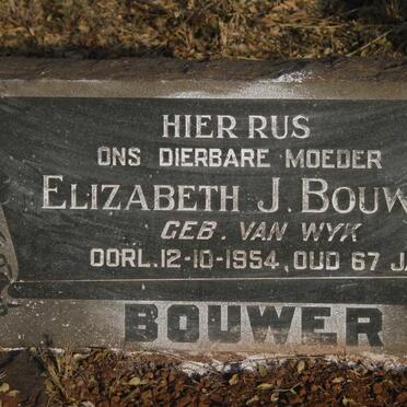 BOUWER Elizabeth J. nee VAN WYK -1954