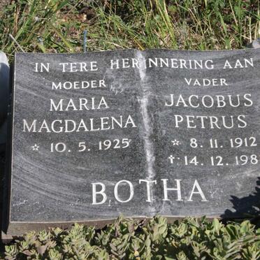 BOTHA Jacobus Petrus 1912-1981 &amp; Maria Magdalena 1925-