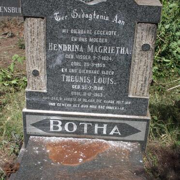 BOTHA Theunis Louis 1888-1963 &amp; Hendrina Magrietha VISSER 1894-1959