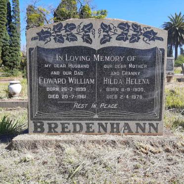 BREDENHANN Edward William 1899-1961 &amp; Hilda Helena 1900-1978