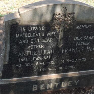 BENTLEY Francis Henry 1859-1946 & Ianthe Leah LEWARNE 1880-1945