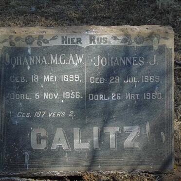 CALITZ Johannes J. 1889-1980 & Johanna M.G.A.W. 1899-1956