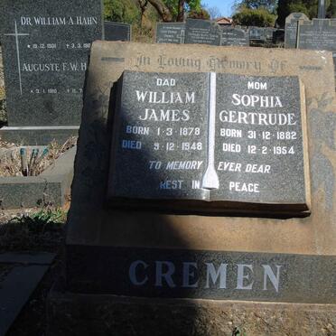 CREMEN William James 1878-1948 &amp; Sophia Gertrude 1882-1954
