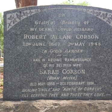 CORSON Robert 1867-1948 &amp; Sarah MUTER 1868-1954