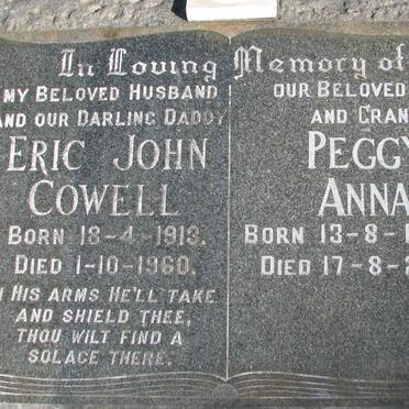COWELL Eric John 1913-1960 &amp; Peggy Anna 1917-2013