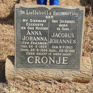 CRONJE Jacobus Johannes 1903-1981 & Anna Johanna ERASMUS 1909-1954