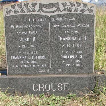 CROUSE Jurie H. 1888-1969 &amp; Fransina J.H. 1891-1984