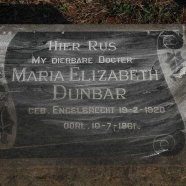 DUNBAR Maria Elizabeth nee ENGELBRECHT 1920-1961
