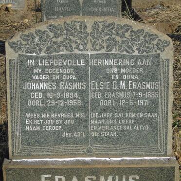 ERASMUS Johannes Rasmus 1894-1956 & Elsie D.M. ERASMUS 1895-1971