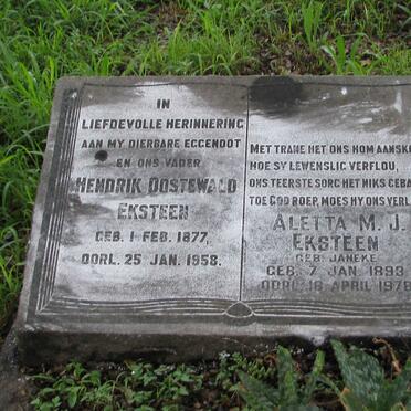 EKSTEEN Hendrik Oostewald 1877-1958 &amp; Aletta M.J. JANEKE 1893-1978