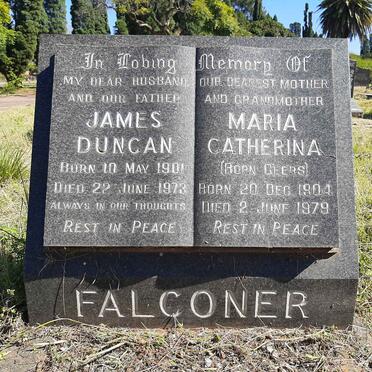 FALCONER James Duncan 1901-1973 &amp; Maria Catherina GEERS 1904-1979
