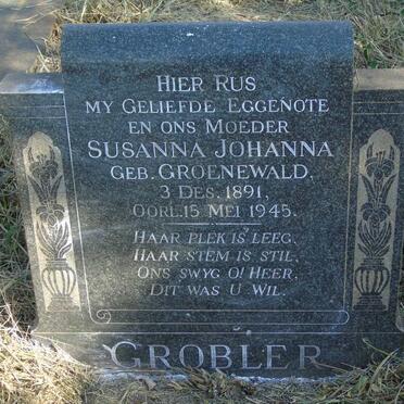 GROBLER Susanna Johanna nee GROENEWALD 1891-1945