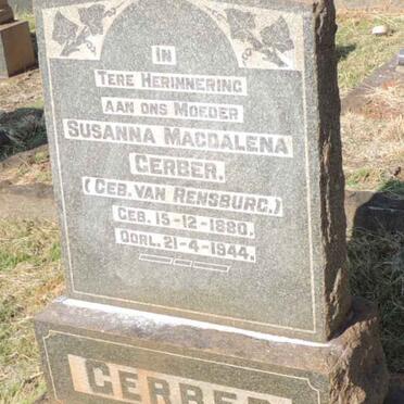 GERBER Susanna Magdalena nee VAN RENSBURG 1880-1944