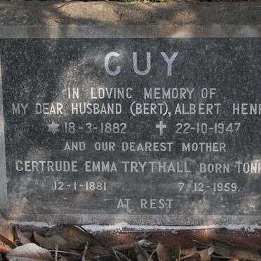 GUY Albert Henry 1882-1947 &amp; Gertrude Emma Trythall nee TONKIN 1881-1959