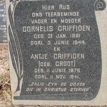 GRIFFIOEN Cornelis 1861-1944 &amp; Antje GROOT 1876-1941