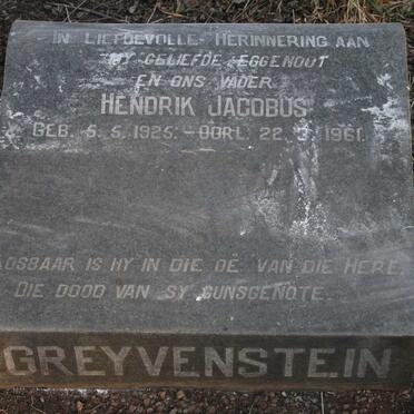 GREYVENSTEIN Hendrik Jacobus 1925-1961 