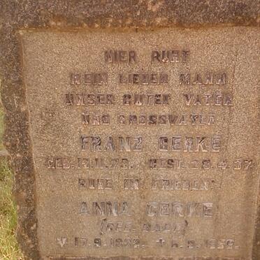 GERKE Franz 1879-1937 &amp; Anna BAER 1882-1959