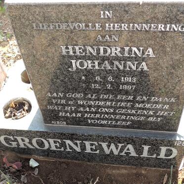 GROENEWALD Hendrina Johanna 1913-1997