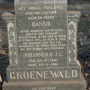 GROENEWALD Johannes S.J.L. 1941-1961 :: GROENEWALD Danie 1943-1985