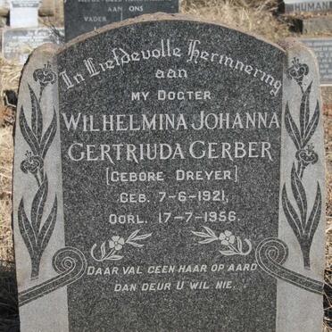 GERBER Wilhelmina Johanna Gertruida nee DREYER 1921-1956
