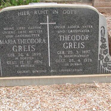 GREIS Theodor 1897-1978 &amp; Maria Theodora 1899-1976