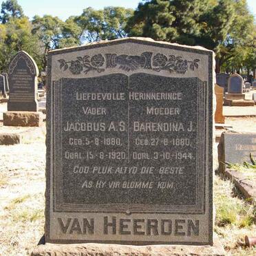 HEERDEN Jacobus A.S., van 1880-1920 &amp; Barendina J. 1880-1944 