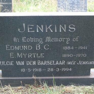 JENKINS Edmund B.C. 1884-1941 & E. Myrtle 1890-1970 :: VAN DEN BARSELAAR Dulcie nee JENKINS 1918-1994